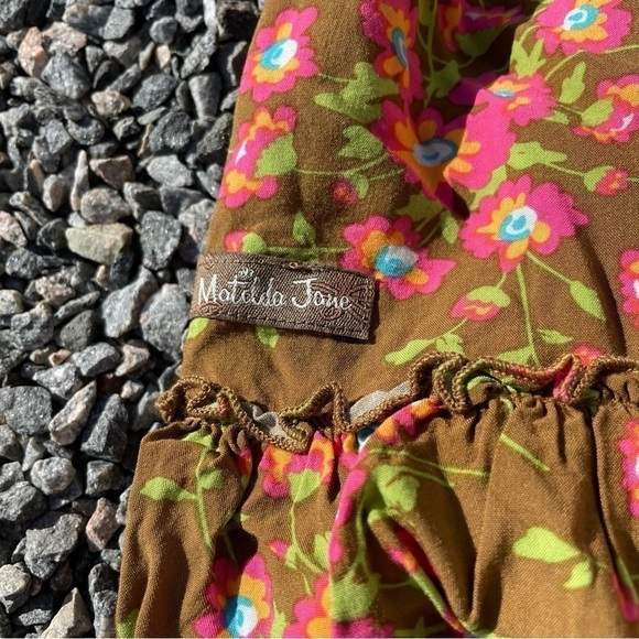 🥒 Matilda Jane On a Whim Floral Cross Back Brown Pink Sleeveless Tank Shirt S - Picture 8 of 10